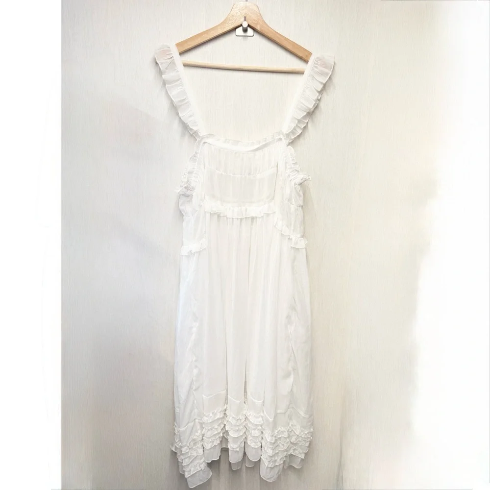 NWOT Free People Intimately Moon Phase Midi Slip Dress in White, Size Large - Picture 7 of 12